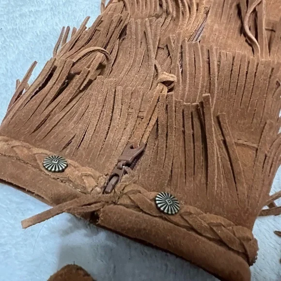 MINNETONKA Moccasins 1652 Women's 5 Layers Fringes Brown Suede Boots 6 - Picture 10 of 16